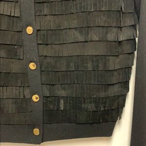 Tory Burch leather fringe Rubicelle Cardi szS like new, (never worn but no tag)